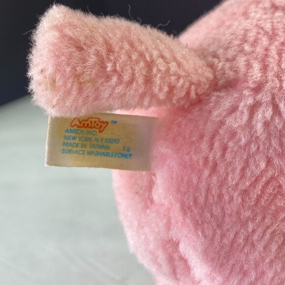 Vintage 1984 Amtoy Baby Soft Touch Plush Pink Elephant Music Box - Picture 8 of 10
